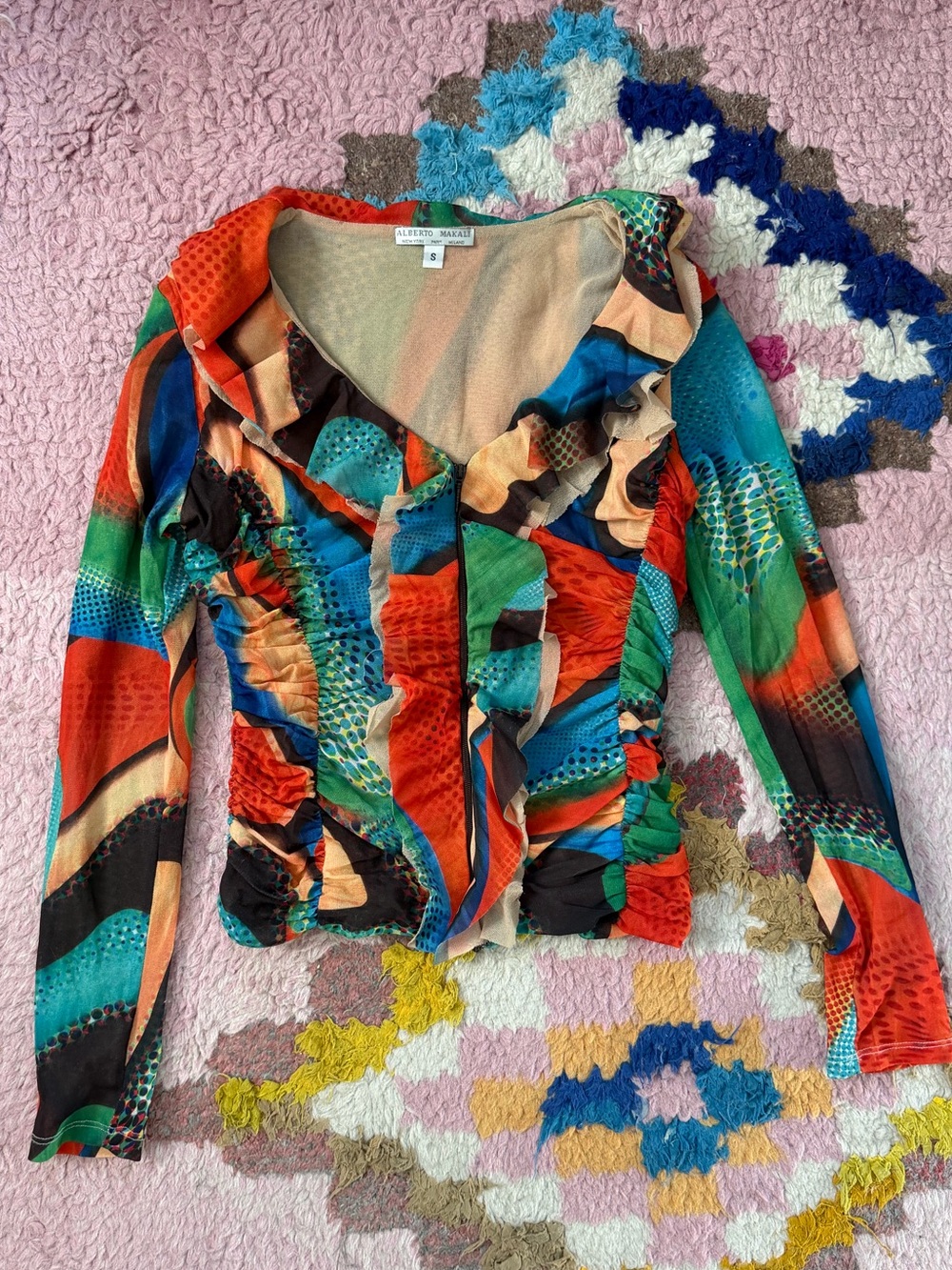 Alberto Makali Multicolor Ruffled Long-Sleeve Top